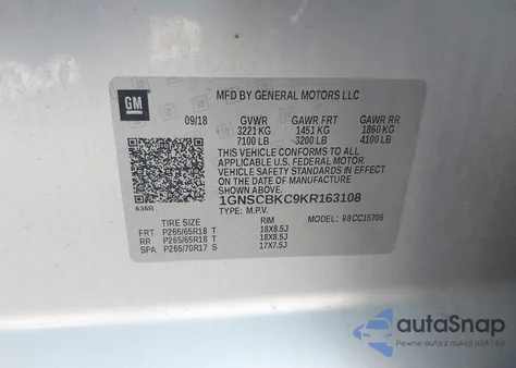 2019 Chevrolet Tahoe Lt from USA, damaged, VIN 1GNSCBKC9KR163108